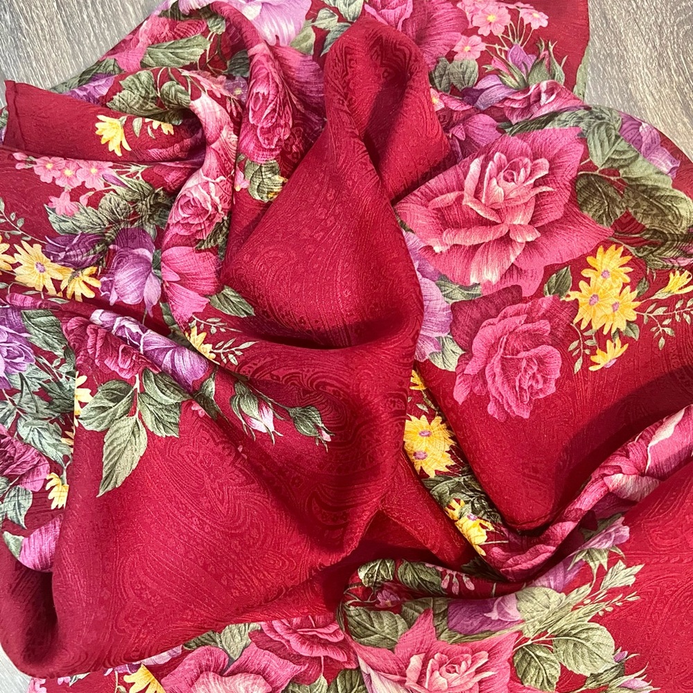 YSL silk rose scarf nwot dry clean only